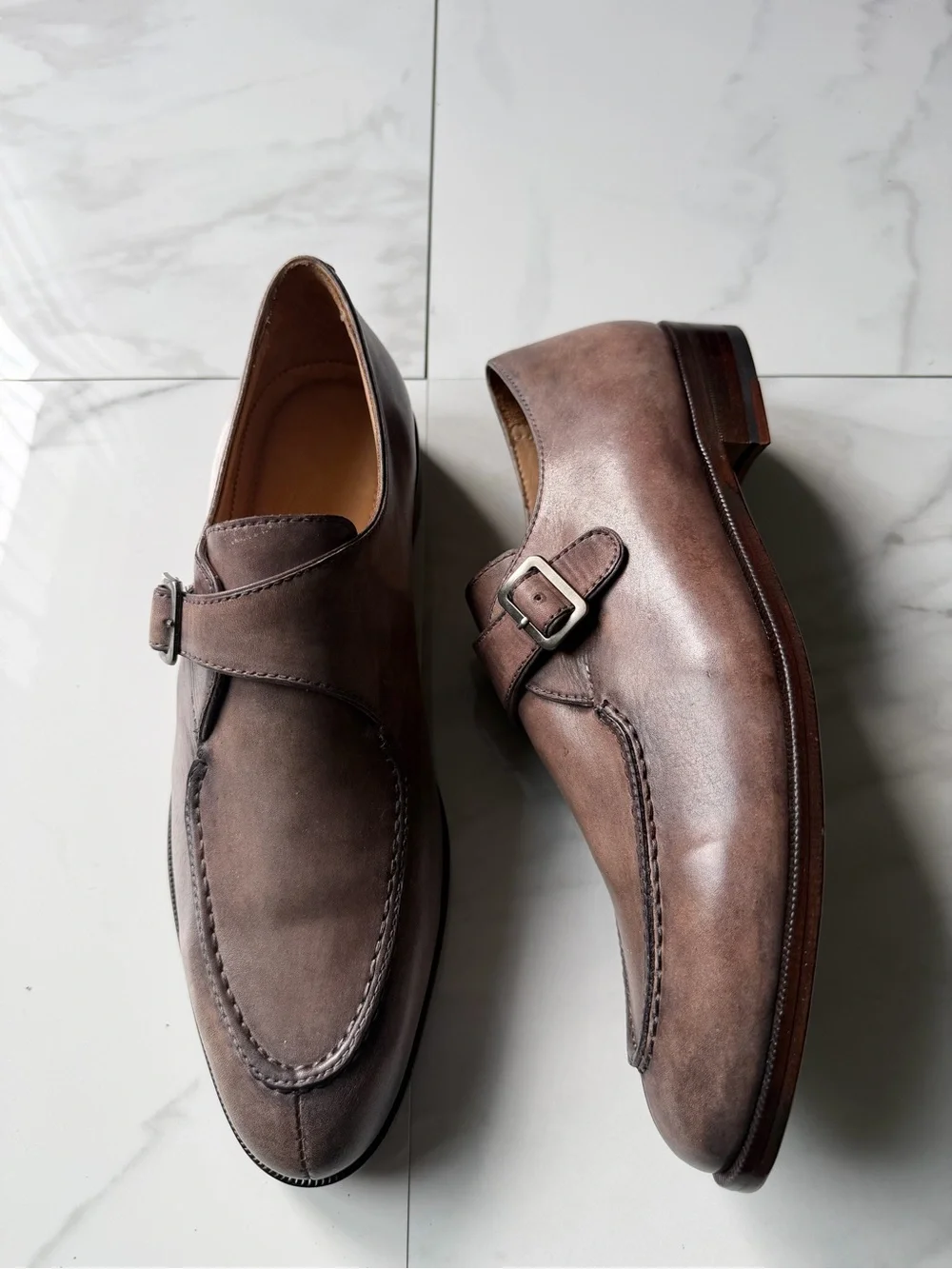 Men’s Brown Leather Single Monk Strap Oxfords